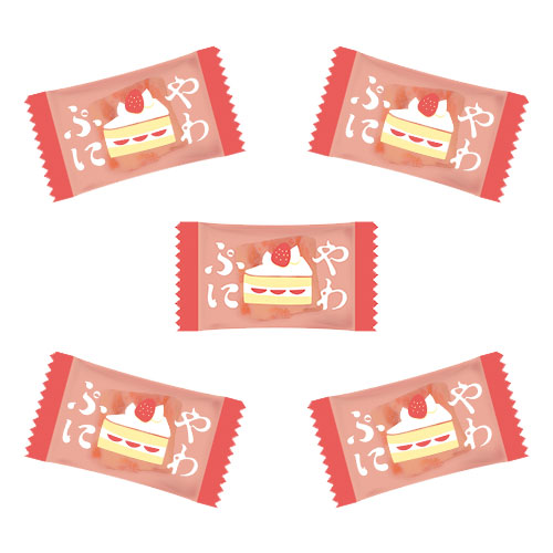 やわぷにソフトキャンディ　いちごのショートケーキ味