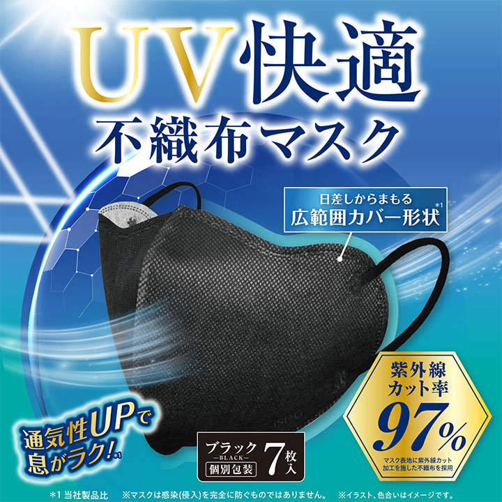 UV快適不織布マスク（ブラック）7枚入
